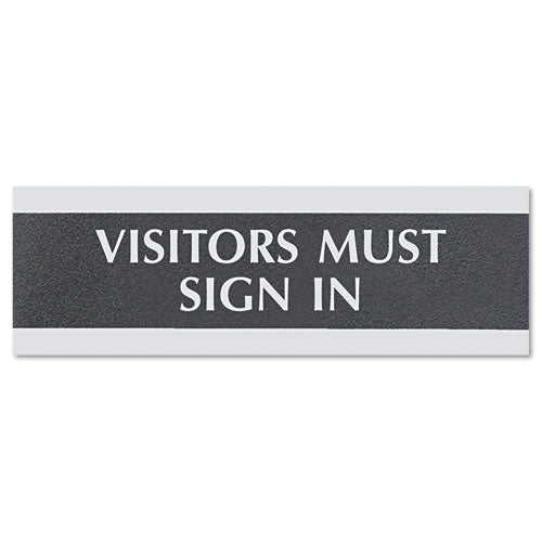 Century Series Office Sign, No Smoking, 9 X 3, Black/silver