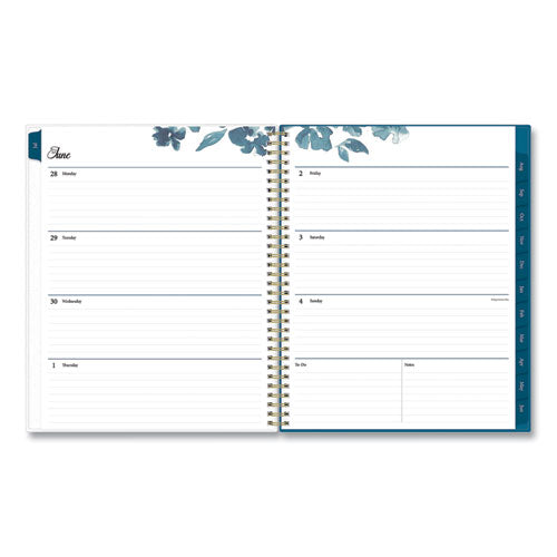 Bakah Blue Academic Year Weekly/monthly Planner, Floral Artwork, 11 X 8.5, Blue/white Cover, 12-month (july-june): 2022-2023