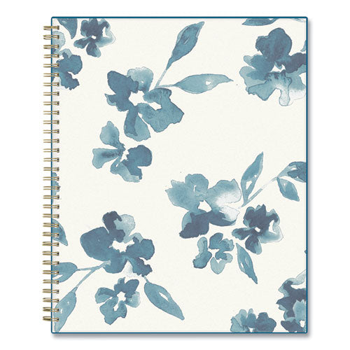 Bakah Blue Academic Year Weekly/monthly Planner, Floral Artwork, 11 X 8.5, Blue/white Cover, 12-month (july-june): 2022-2023