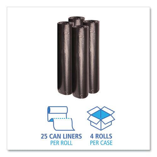 Recycled Low-density Polyethylene Can Liners, 56 Gal, 1.2 Mil, 43" X 47", Black, 10 Bags/roll, 10 Rolls/carton