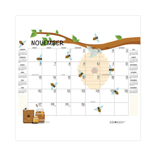 Recycled Honeycomb Desk Pad Calendar, 22 X 17, White/multicolor Sheets, Brown Corners, 12-month (aug To July): 2023 To 2024