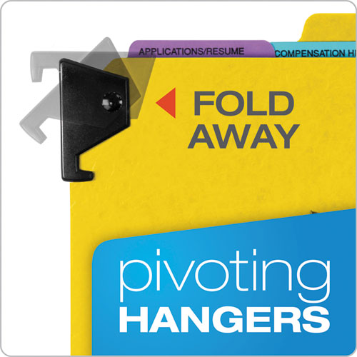 Hanging-style Personnel Folders, 5 Dividers With 1/5-cut Tabs, Letter Size, 1/3-cut Exterior Tabs, Yellow