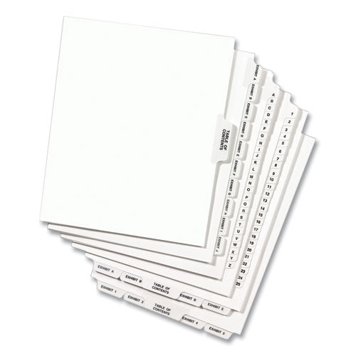 Preprinted Legal Exhibit Side Tab Index Dividers, Avery Style, 10-tab, 75, 11 X 8.5, White, 25/pack, (1075)
