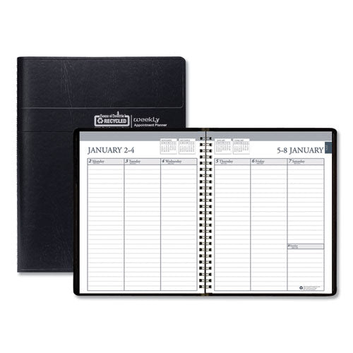 Recycled Weekly Appointment Book Ruled Without Appointment Times, 8.75 X 6.88, Black Cover, 12-month (jan To Dec): 2023