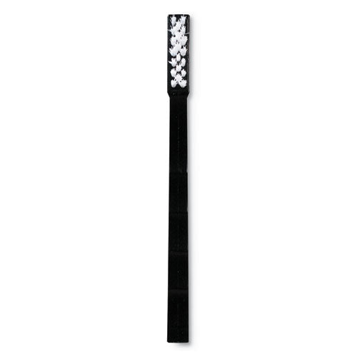 Flo-pac Utility Toothbrush Style Maintenance Brush, White Nylon Bristles, 7.25" Brush, 7" Black Polypropylene Handle