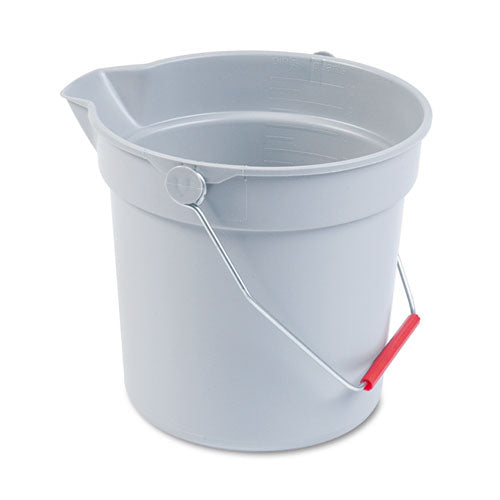 Brute Round Utility Pail, 10 Qt, Plastic, Red, 10.5" Dia