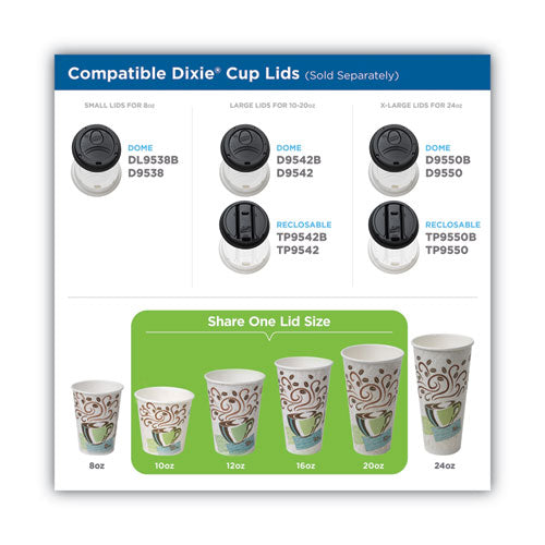 Dixie Perfectouch Paper Hot Cups And  Lids Combo 10 Oz Multicolor 50 Cups/lids/pack