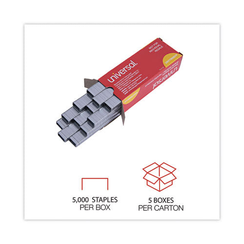 Standard Chisel Point Staples, 0.25" Leg, 0.5" Crown, Steel, 5,000/box, 5 Boxes/pack, 25,000/pack