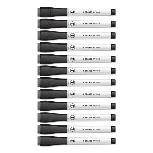 Medium Point Low-odor Dry-erase Markers With Erasers, Medium Bullet Tip, Black, Dozen