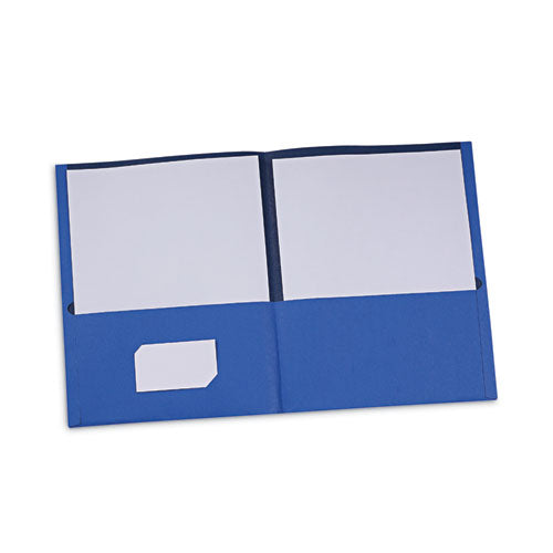 Two-pocket Portfolio, Embossed Leather Grain Paper, 11 X 8.5, Light Blue, 25/box