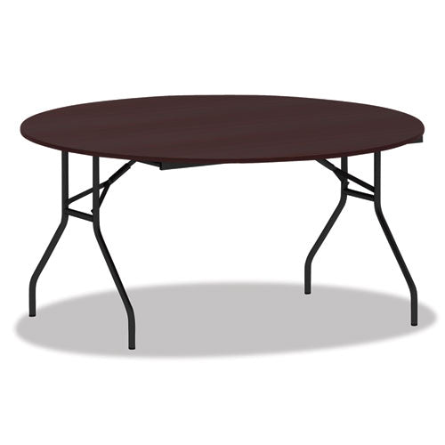 Round Wood Folding Table, 59" Diameter X 29.13h, Mahogany