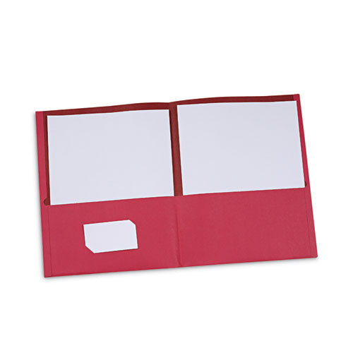 Two-pocket Portfolio, Embossed Leather Grain Paper, 11 X 8.5, Red, 25/box