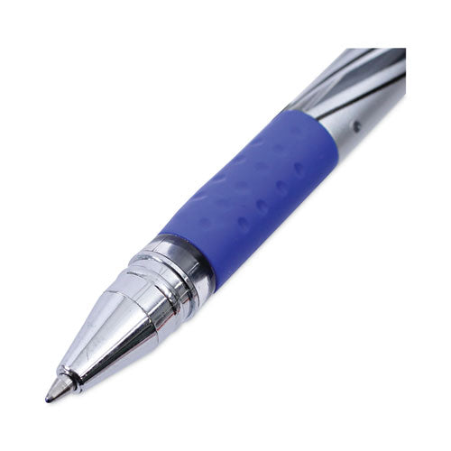 Gel Pen, Stick, Medium 0.7 Mm, Blue Ink, Silver/blue Barrel, Dozen