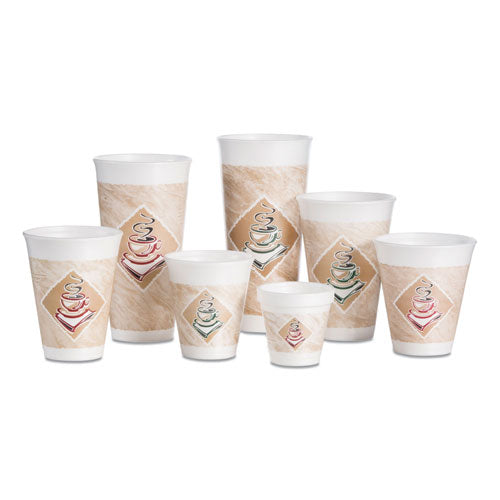 Cafe G Foam Hot/cold Cups, 12 Oz, Brown/red/white, 20/pack
