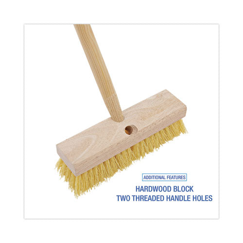 Deck Brush Head, 2" Cream Polypropylene Bristles, 10" Brush