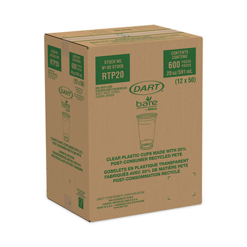 Bare Eco-forward Rpet Cold Cups 20 Oz, Leaf Design, Clear, 50/pack, 12 Packs/carton