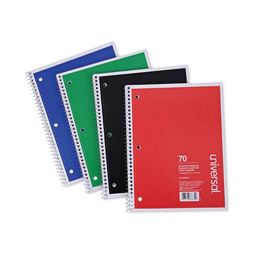 Wirebound Notebook, 1-subject, Quadrille Rule (4 Sq/in), Assorted Cover Colors, (70) 10.5 X 8 Sheets, 4/pack