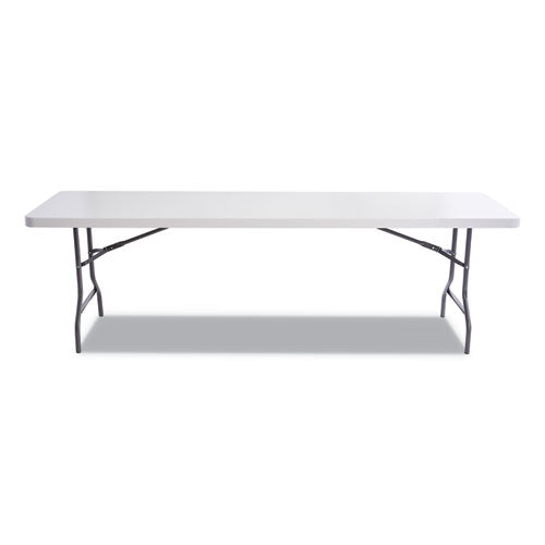 Resin Rectangular Folding Table, Square Edge, 96w X 30d X 29h, Platinum