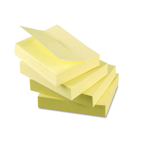 Recycled Self-stick Note Pads, Note Ruled, 4" X 6", Yellow, 100 Sheets/pad, 12 Pads/pack