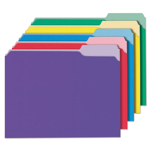 Deluxe Colored Top Tab File Folders, 1/3-cut Tabs: Assorted, Letter Size, Blue/light Blue, 100/box