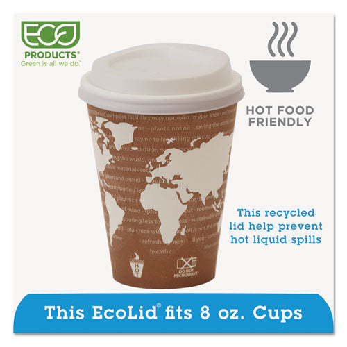 Ecolid 25% Recycled Content Hot Cup Lid, White, Fits 8 Oz Hot Cups, 100/pack, 10 Packs/carton