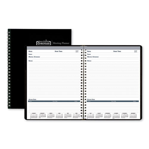 Recycled Meeting Note Planner, 11 X 8.5, Black Cover, 12-month (jan To Dec): 2023