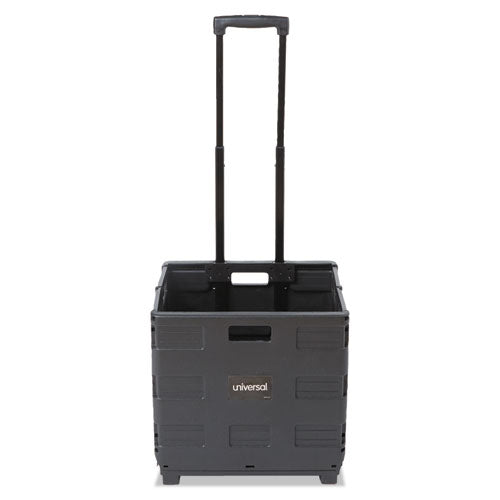Collapsible Mobile Storage Crate, Plastic, 18.25 X 15 X 18.25 To 39.37, Black