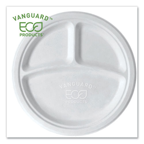 Vanguard Renewable And Compostable Sugarcane Plates, 9" Dia, White, 500/carton
