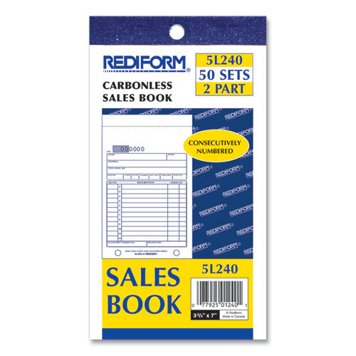 Sales Book, 12 Lines, Two-part Carbonless, 3.63 X 6.38, 50 Forms Total