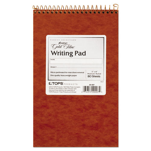 Gold Fibre Retro Wirebound Writing Pads, Medium/college Rule, Red Cover, 80 Antique Ivory 5 X 8 Sheets