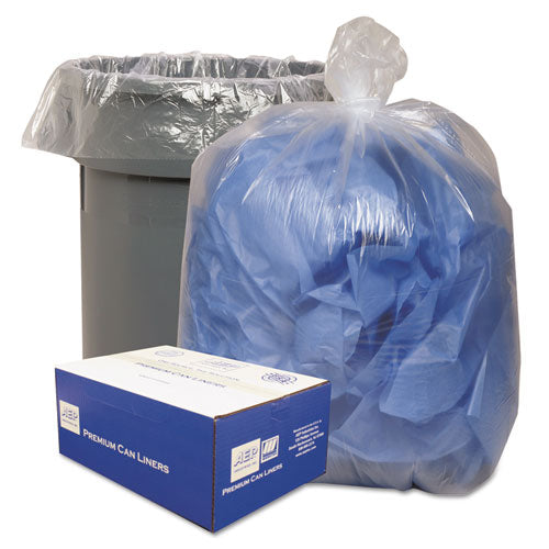 Linear Low-density Can Liners, 45 Gal, 0.63 Mil, 40" X 46", Clear, 25 Bags/roll, 10 Rolls/carton