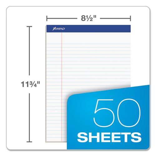 Recycled Writing Pads, Wide/legal Rule, Politex Green Kelsu Headband, 50 White 8.5 X 11.75 Sheets, Dozen