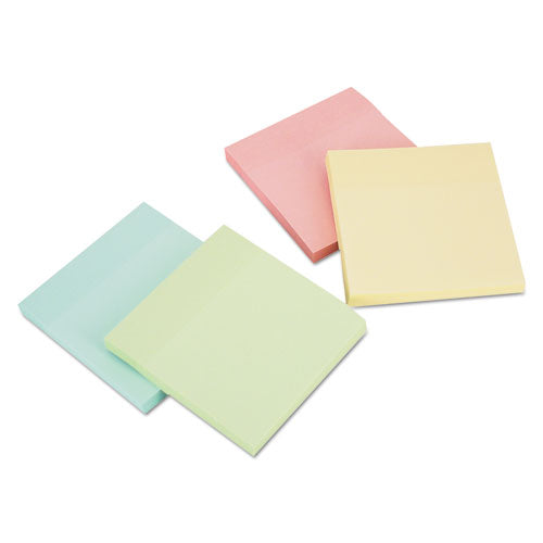 Self-stick Note Pads, 3" X 3", Assorted Pastel Colors, 100 Sheets/pad, 12 Pads/pack