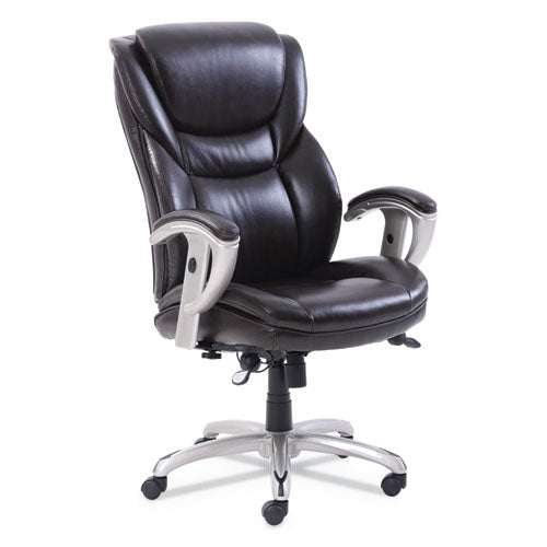 Emerson Executive Task Chair, Supports Up To 300 Lb, 19" To 22" Seat Height, Black Seat/back, Silver Base