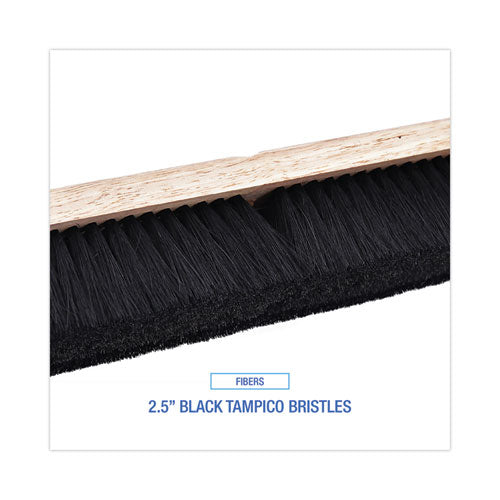 Floor Brush Head, 2.5" Black Tampico Fiber Bristles, 18" Brush