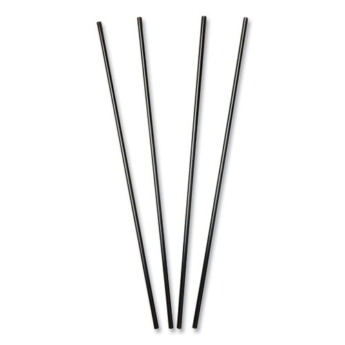 Sip Straws, 7.5", Plastic, Black, 10,000/carton