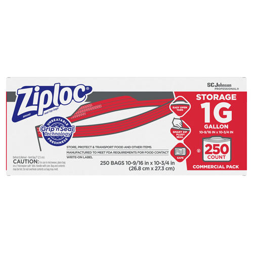 Ziploc Double Zipper Storage Bags 1 Gal 1.75 Mil 10.56"x10.75" Clear 38 Bags/box 9 Boxes/Case