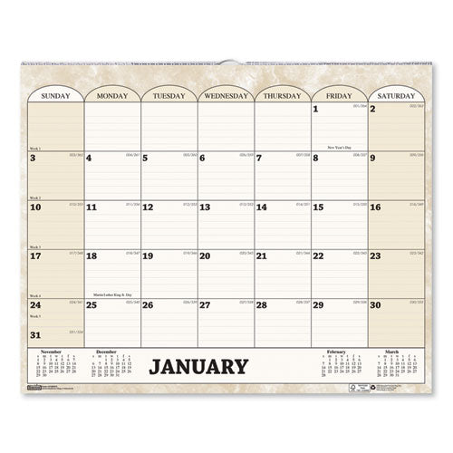 Recycled Monthly Horizontal Wall Calendar, Marble Stone Artwork, 14.88 X 12, White/sand Sheets, 12-month (jan To Dec): 2023