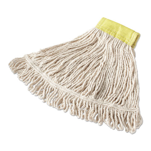 Super Stitch Looped-end Wet Mop Head, Cotton/synthetic, Medium, Green/white