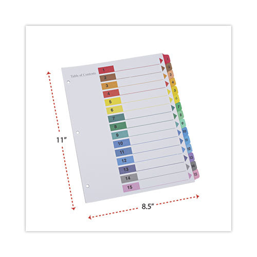 Deluxe Table Of Contents Dividers For Printers, 15-tab, 1 To 15; Table Of Contents, 11 X 8.5, White, 6 Sets