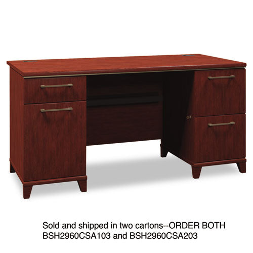 Enterprise Collection Double Pedestal Desk, 60" X 28.63" X 29.75", Harvest Cherry, (box 2 Of 2)