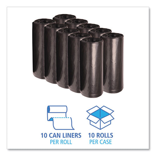 Recycled Low-density Polyethylene Can Liners, 60 Gal, 2 Mil, 38" X 58", Black, 10 Bags/roll, 10 Rolls/carton