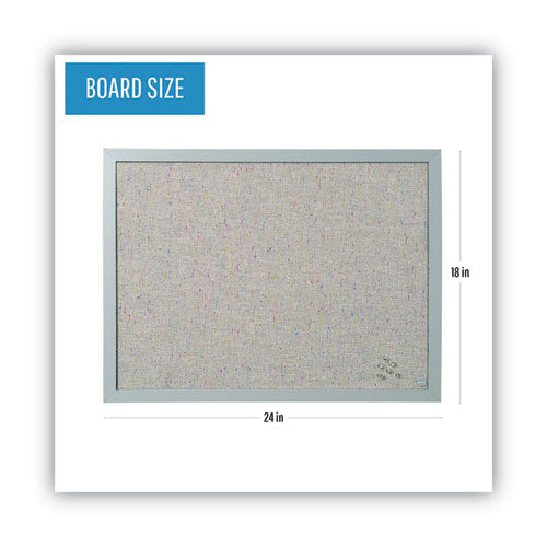 Designer Fabric Bulletin Board, 24 X 18, Gray Surface, Gray Mdf Wood Frame