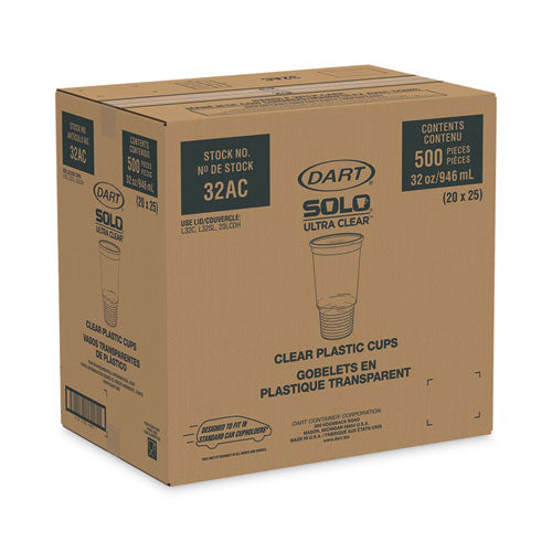 Clear Pet Cold Cups, 32 Oz, Clear, 25/bag, 20 Bags/carton