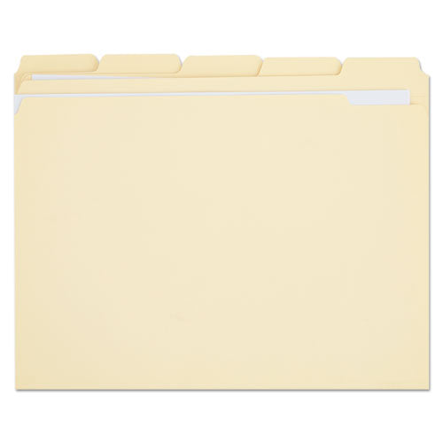 Double-ply Top Tab Manila File Folders, 1/5-cut Tabs: Assorted, Letter Size, 0.75" Expansion, Manila, 100/box