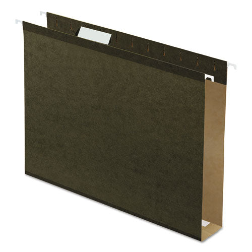 Extra Capacity Reinforced Hanging File Folders With Box Bottom, 3" Capacity, Legal Size, 1/5-cut Tabs, Green, 25/box