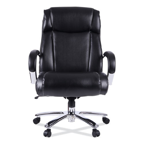 Alera Maxxis Series Big/tall Bonded Leather Chair, Supports 500 Lb, 21.42" To 25" Seat Height, Black Seat/back, Chrome Base