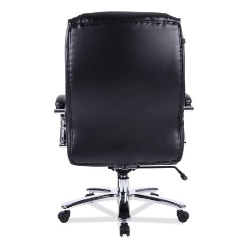 Alera Maxxis Series Big/tall Bonded Leather Chair, Supports 500 Lb, 21.42" To 25" Seat Height, Black Seat/back, Chrome Base