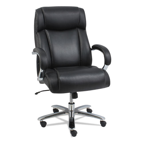 Alera Maxxis Series Big/tall Bonded Leather Chair, Supports 500 Lb, 21.42" To 25" Seat Height, Black Seat/back, Chrome Base