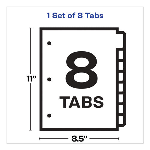 Print And Apply Index Maker Clear Label Dividers, Big Tab, 8-tab, 11 X 8.5, White, 1 Set